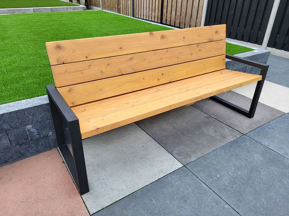 Gartenbank mit Lehne, gehobelt, Ansicht 2